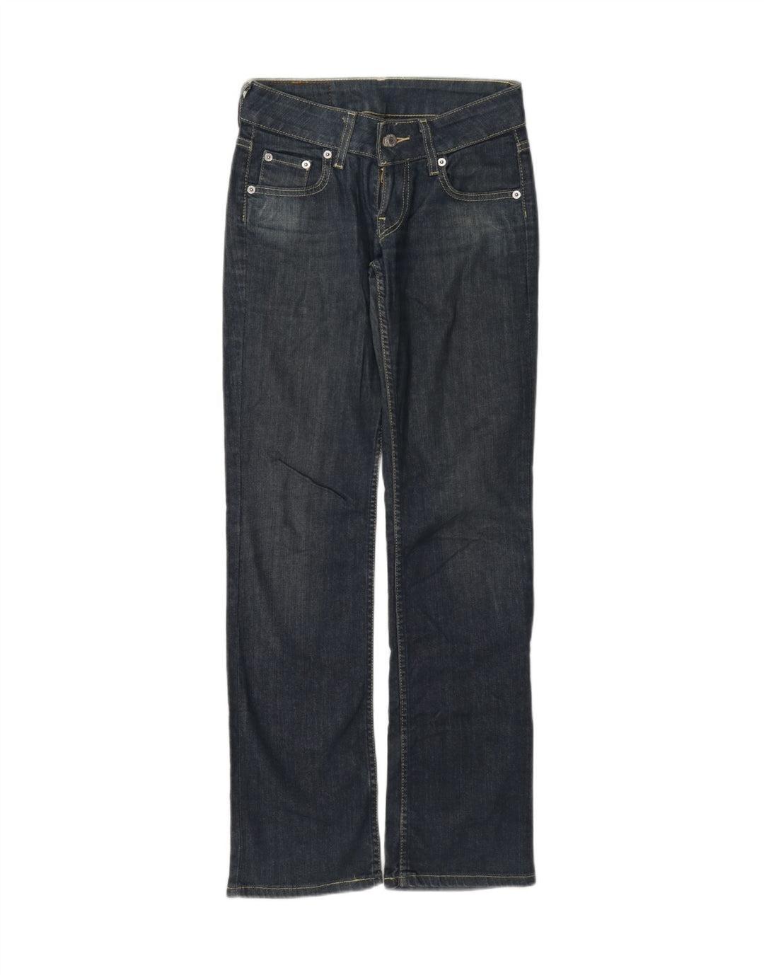 Jeans retos femininos Levi's W26 L32 algodão azul marinho