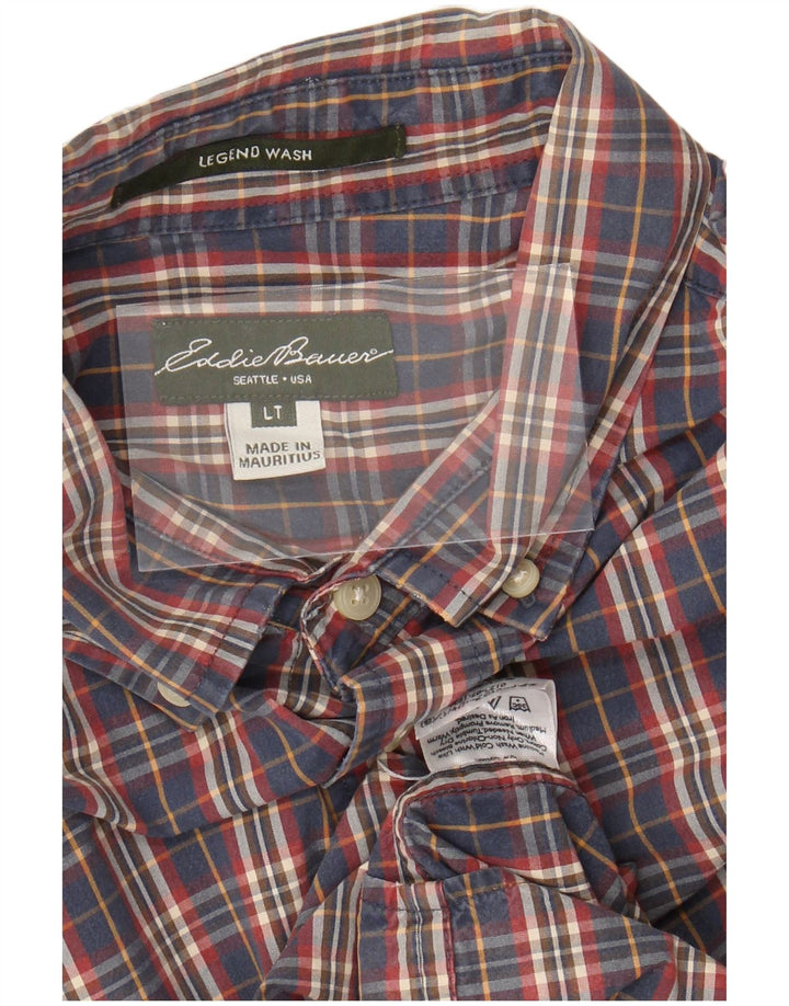 Camisa masculina EDDIE BAUER grande algodão xadrez azul marinho