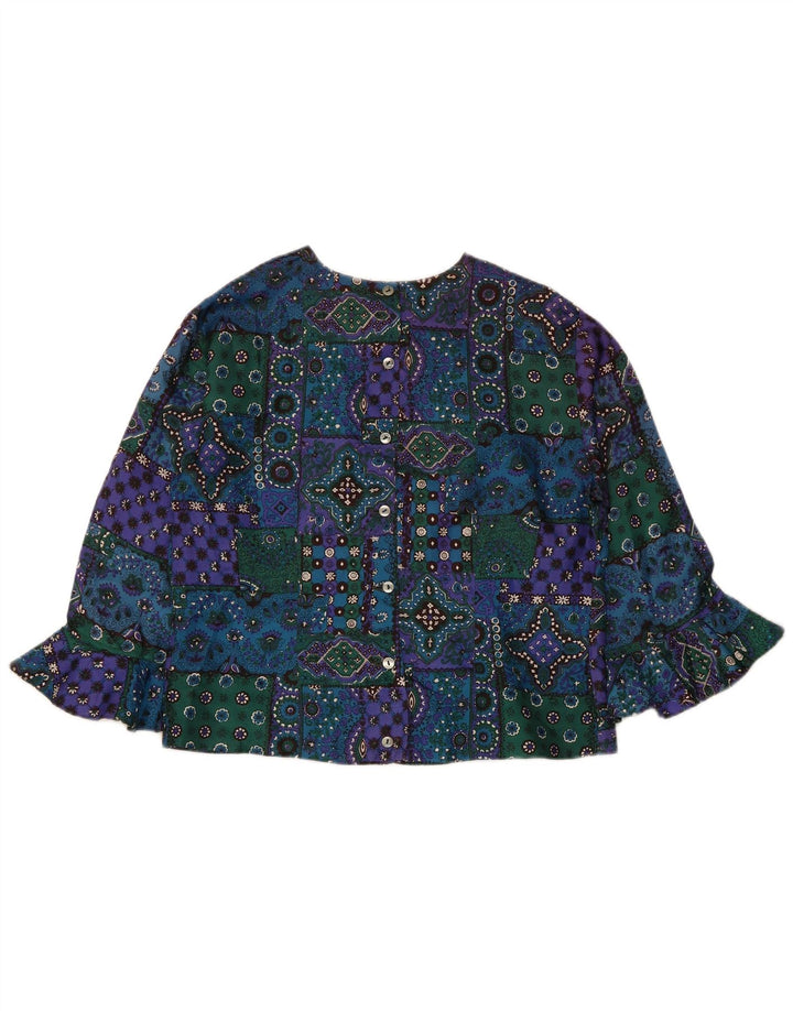 Blusa feminina vintage cropped UK 12 patchwork médio multicolorido