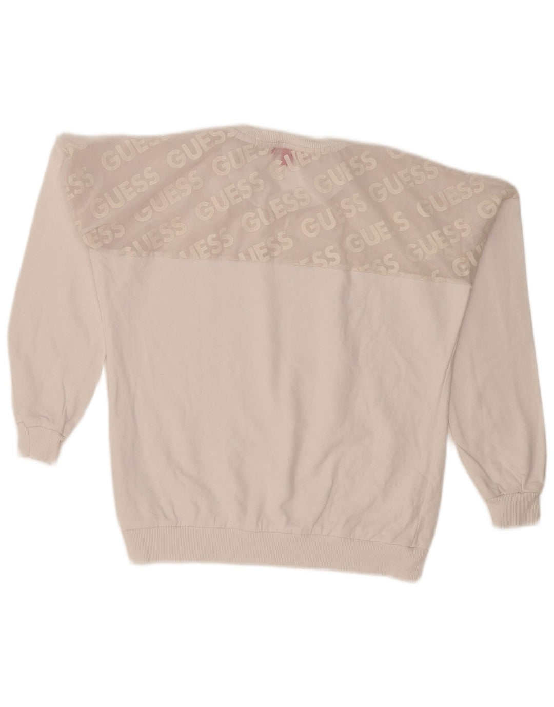 Suéter gráfico feminino Guess UK 10 pequeno bloco colorido branco