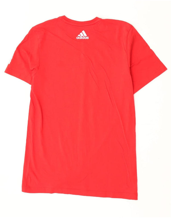 Adidas Mens Camiseta Top Médio Algodão Vermelho