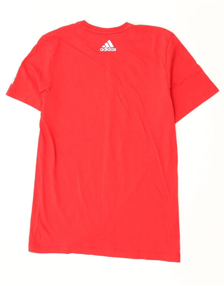 Adidas Mens Camiseta Top Médio Algodão Vermelho