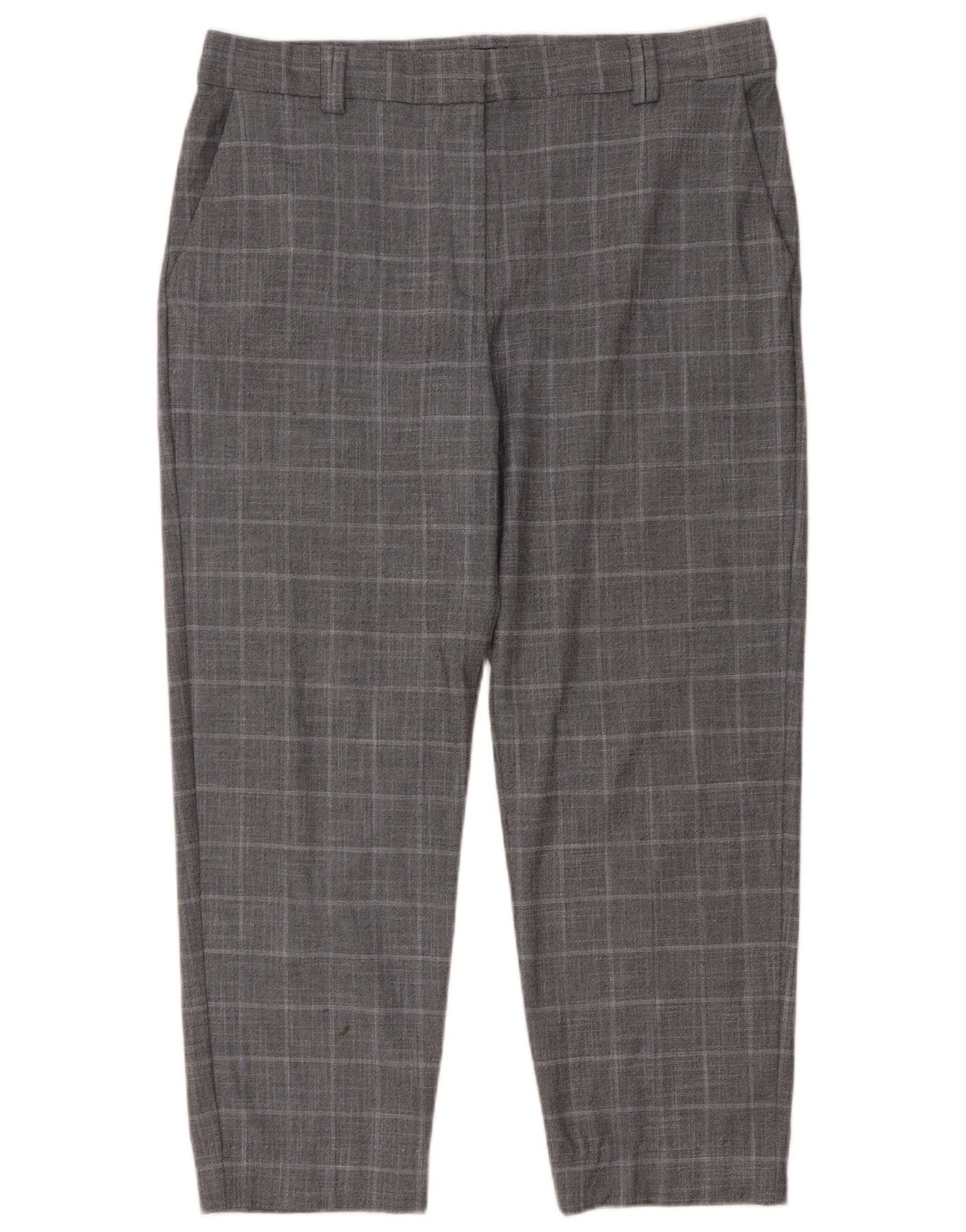Calças cortadas masculinas Marks & Spencer UK 14 grandes W34 L26 cinza Houndstooth