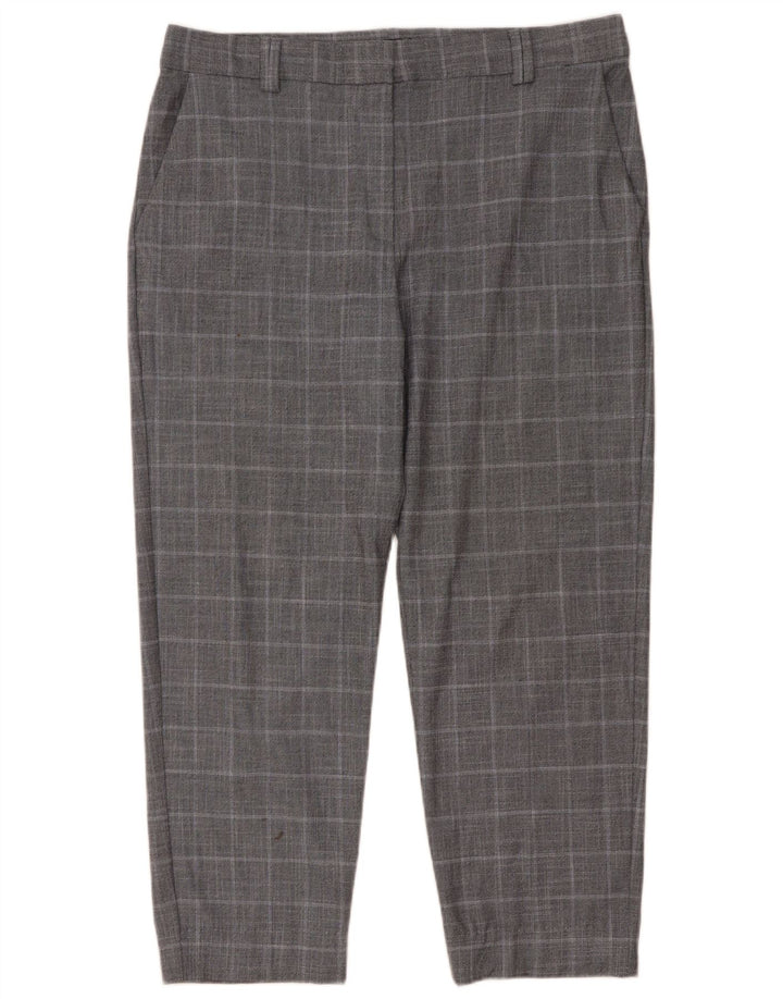 Calças cortadas masculinas Marks & Spencer UK 14 grandes W34 L26 cinza Houndstooth