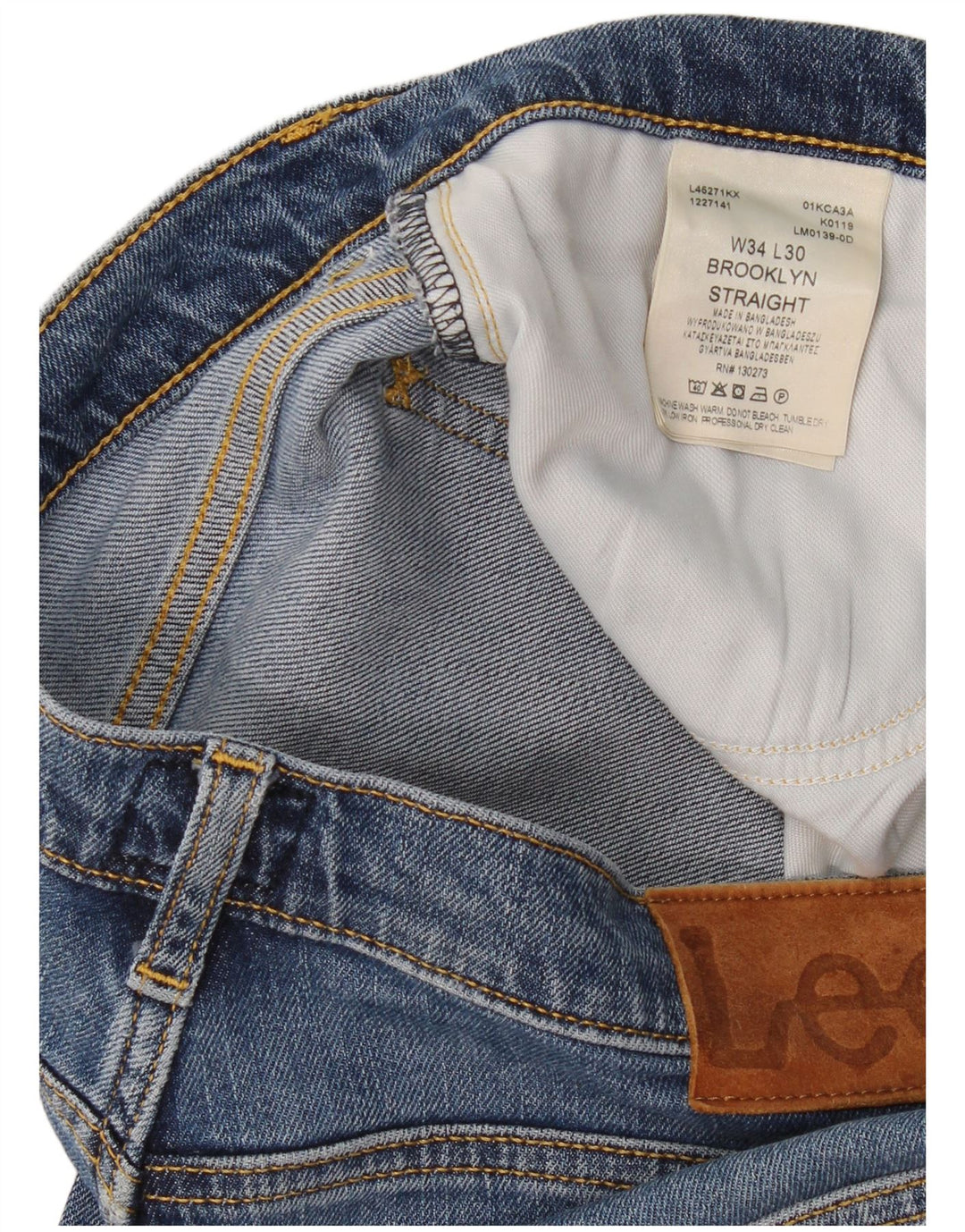 Lee Mens Brooklyn Straight Jeans W34 L30 Azul Algodão