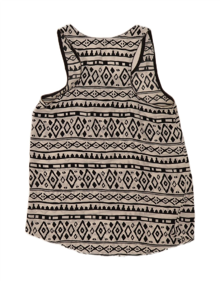 Colete feminino SOLANGE UK 10 pequeno branco geométrico
