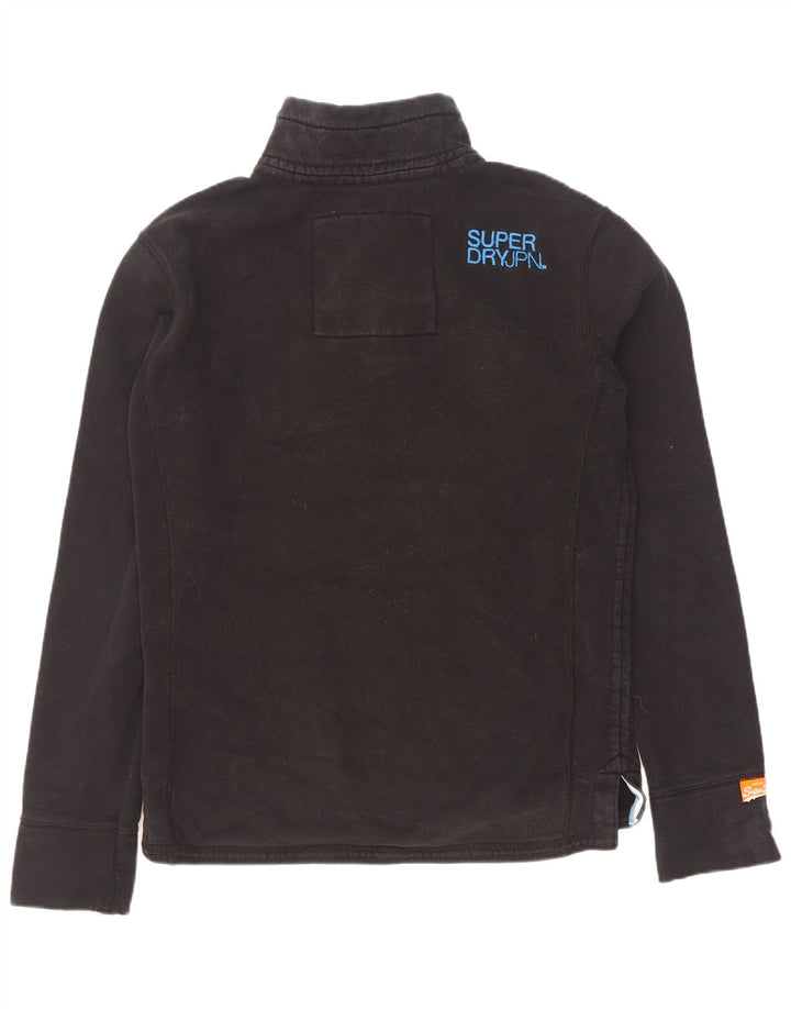 Suéter masculino Superdry com gola redonda e botão gráfico médio algodão preto