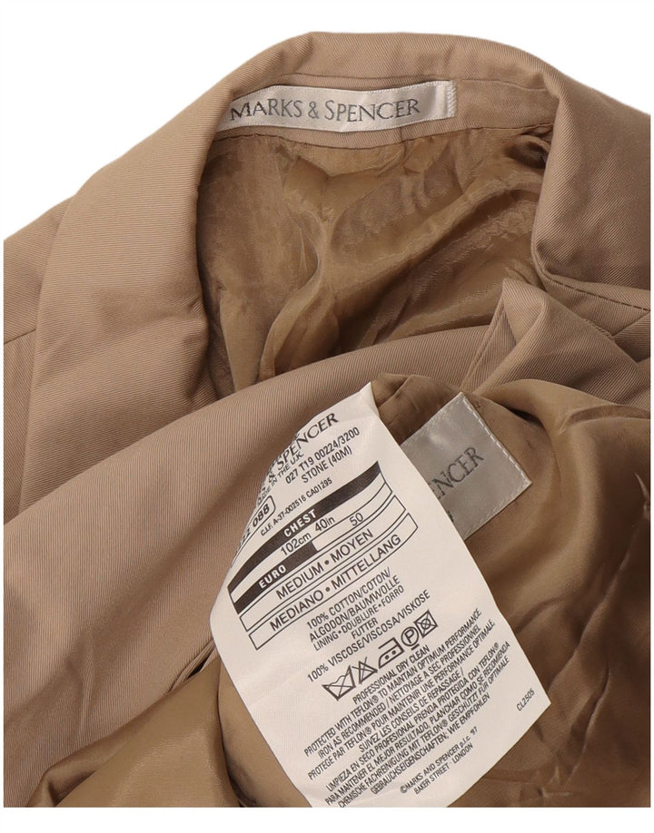 Jaqueta blazer masculina de 2 botões Marks & Spencer Reino Unido 40 algodão bege médio