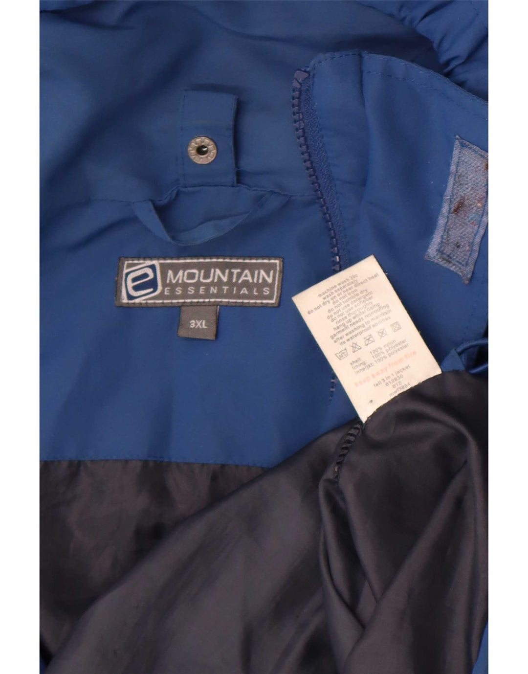 Jaqueta de chuva masculina Mountain Essentials com capuz Reino Unido 46 3XL azul nylon