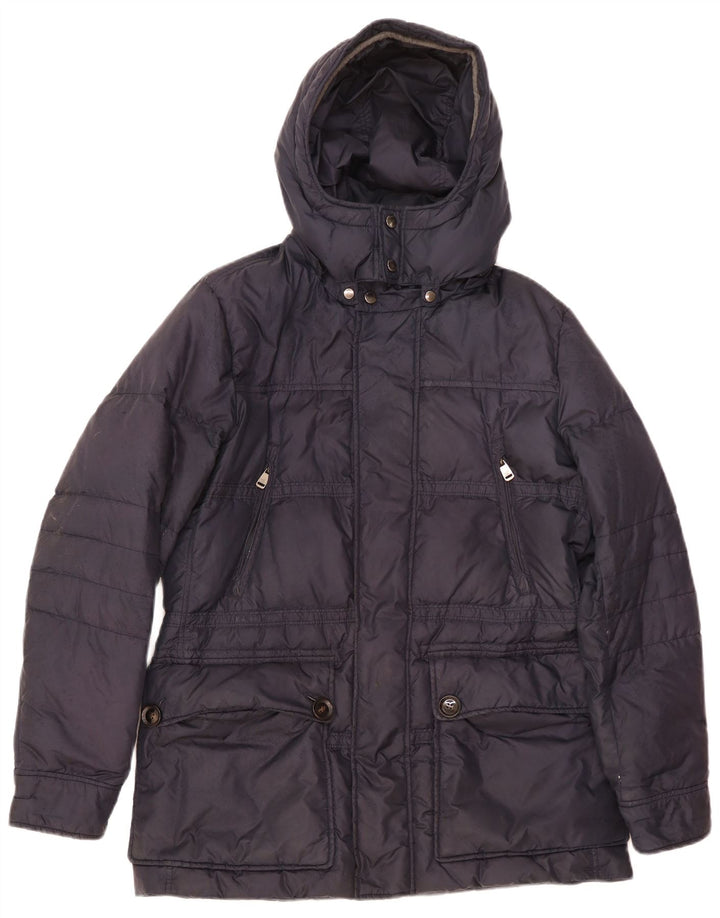 Jaqueta masculina acolchoada com capuz Henry Cottons IT 48 azul marinho médio