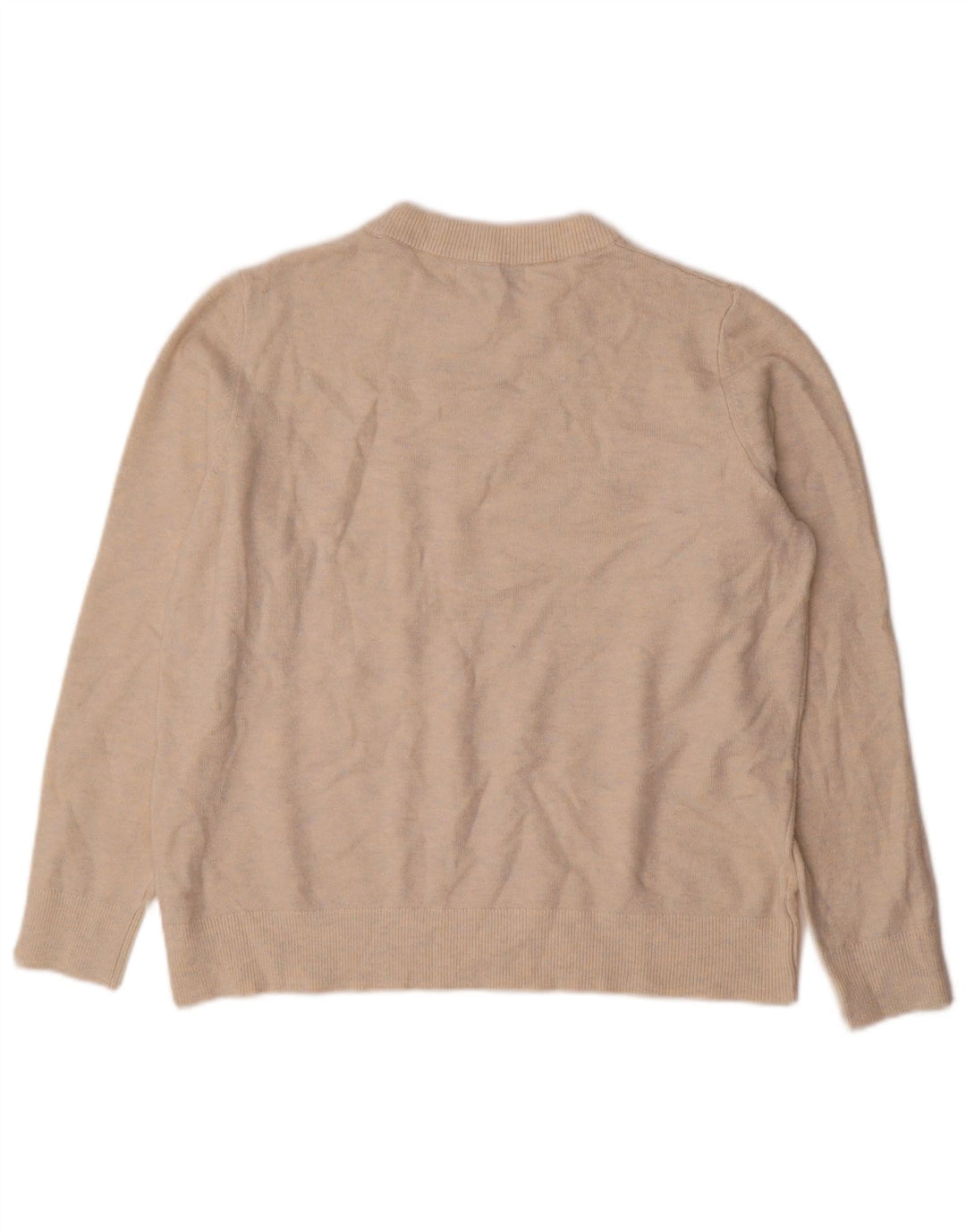 Suéter feminino Marks & Spencer com gola redonda Reino Unido 14 médio bege manchado