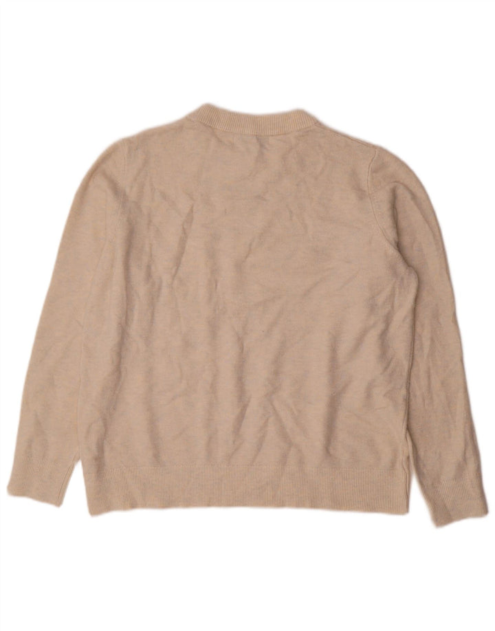 Suéter feminino Marks & Spencer com gola redonda Reino Unido 14 médio bege manchado