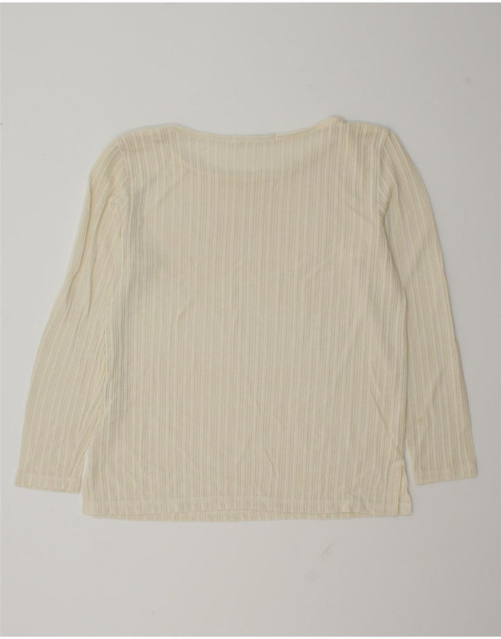Top feminino Penny Black manga comprida UK 14 médio off white viscose