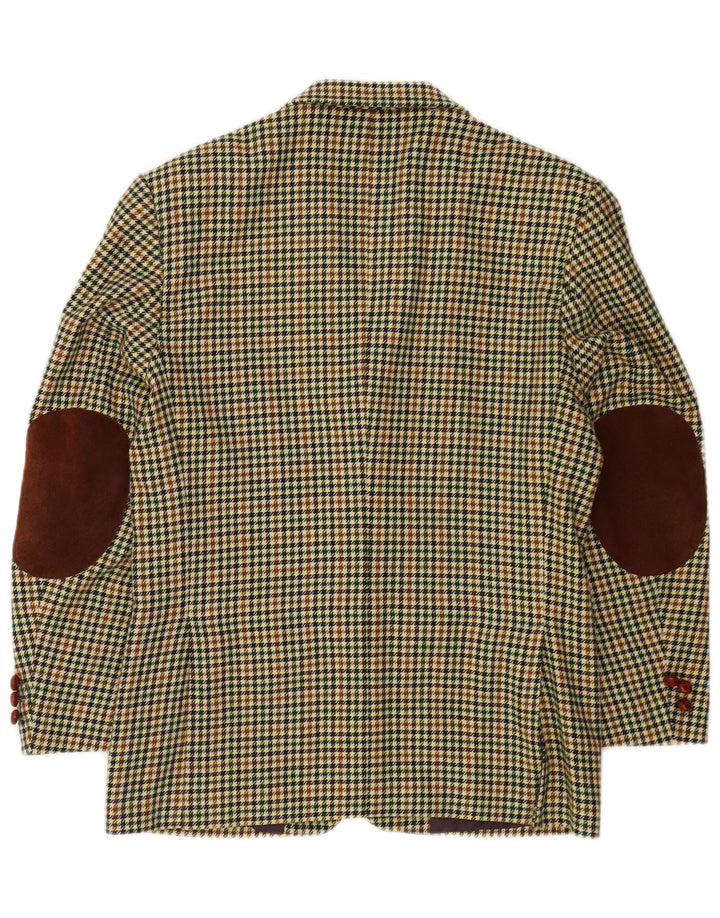 Jaqueta blazer masculina Wampum com 3 botões Reino Unido 38 Houndstooth médio multicolorido