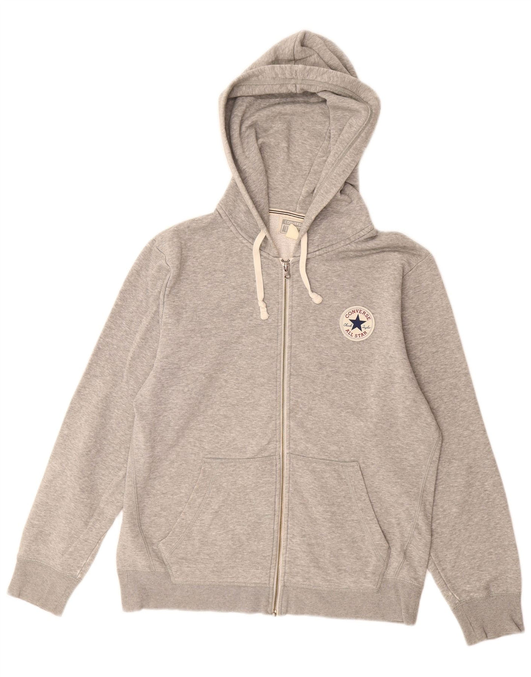 Suéter masculino CONVERSE All Star Zip com capuz pequeno algodão cinza