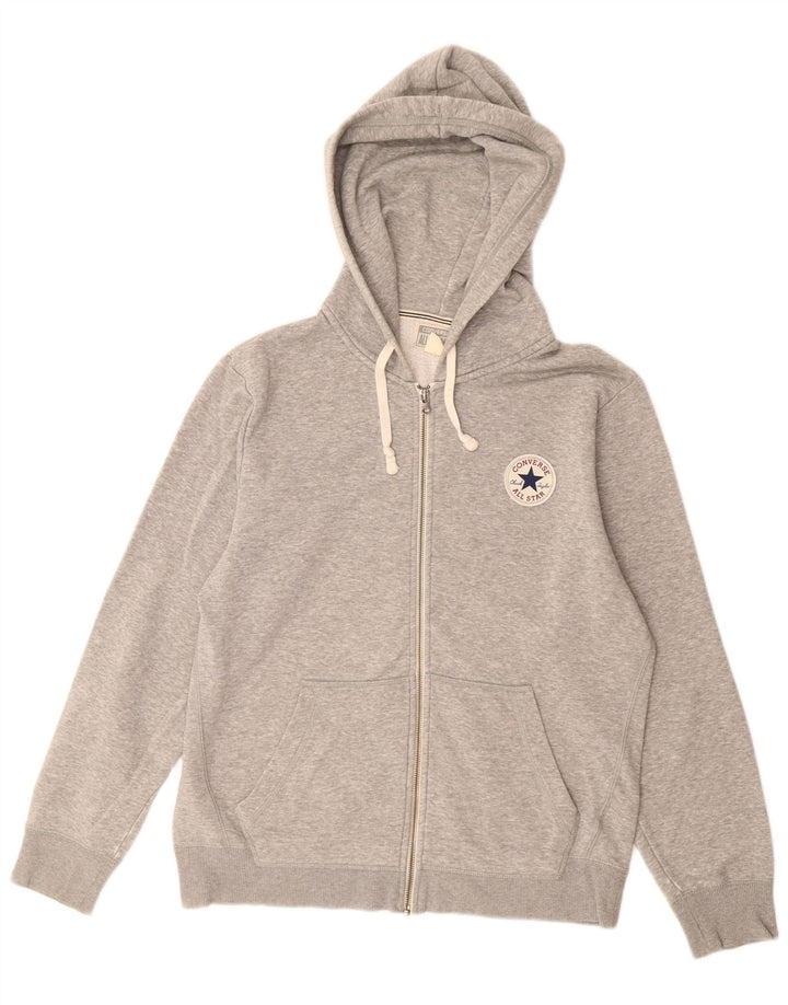 Suéter masculino CONVERSE All Star Zip com capuz pequeno algodão cinza