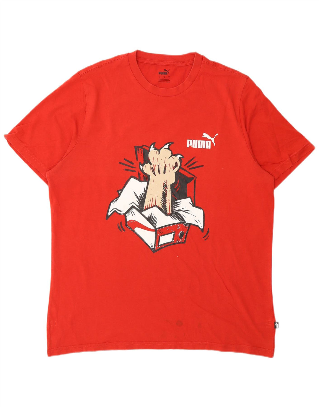 Puma Mens Graphic T-Shirt Top Grande Algodão Vermelho