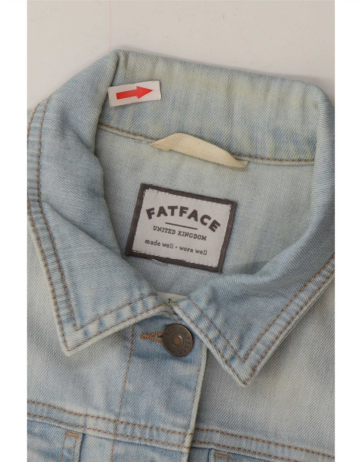 Jaqueta jeans feminina Fat Face UK 12 algodão azul médio