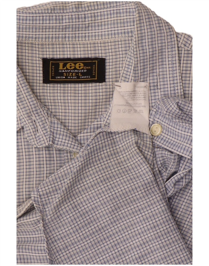 Camisa feminina Lee de manga curta Reino Unido 14 grande algodão xadrez azul