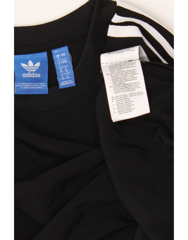 Adidas Womens Crop Oversized Moletom Jumper Reino Unido 8 Pequeno Poliéster Preto