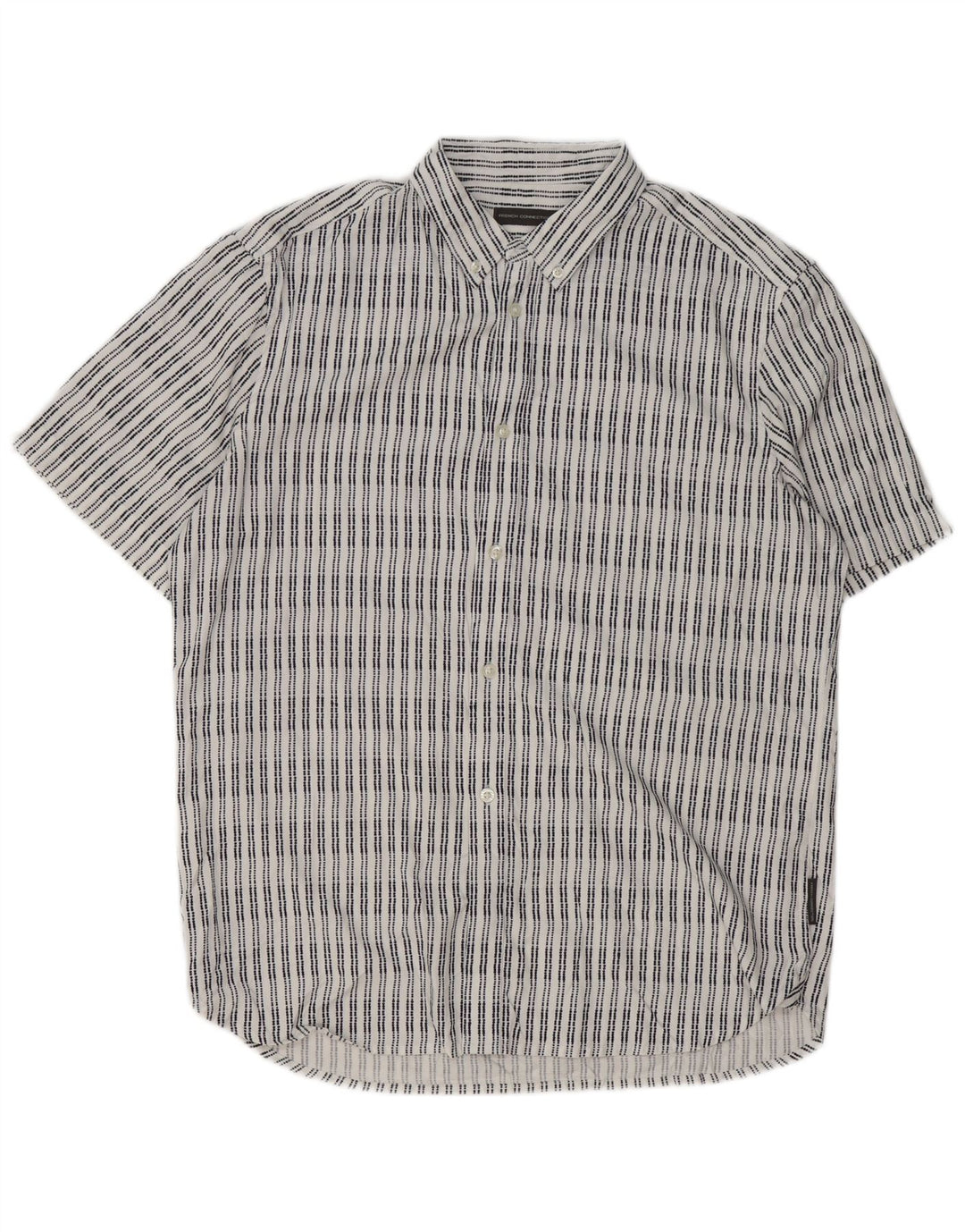 Camisa masculina de manga curta French Connection grande viscose listrada branca