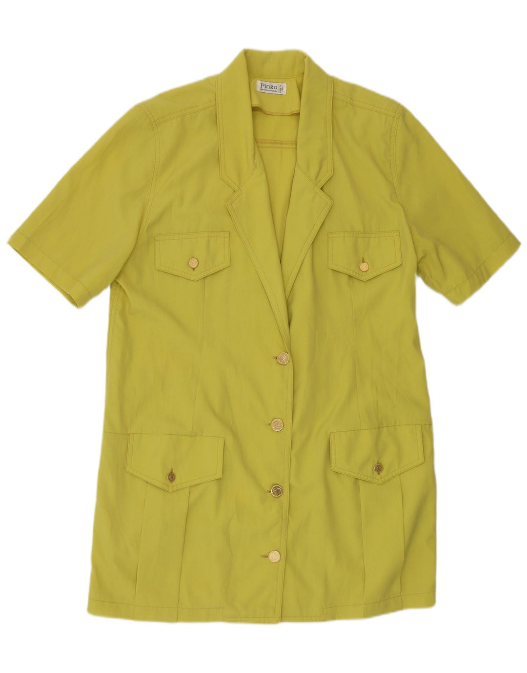 Jaqueta Blazer Feminina Longline Manga Curta Pinko Reino Unido 16 Grande Amarelo