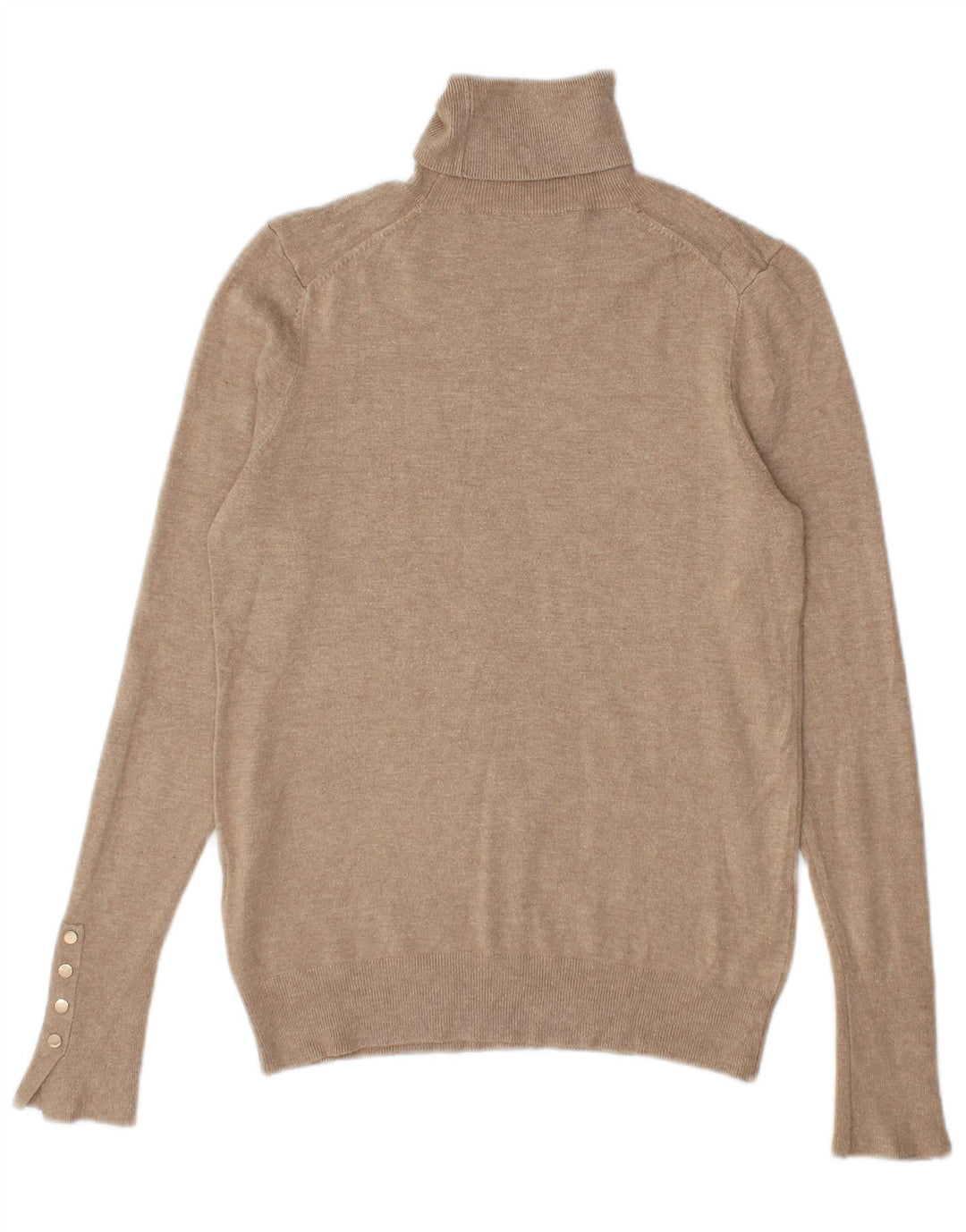 Suéter feminino Zara com gola redonda e viscose bege médio Reino Unido 12