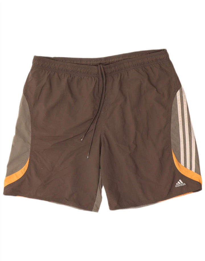 Shorts de natação masculino Adidas grande cinza colorblock poliéster