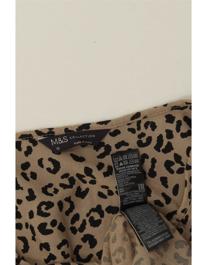 Blusa feminina MARKS & SPENCER UK 16 grande estampa animal marrom