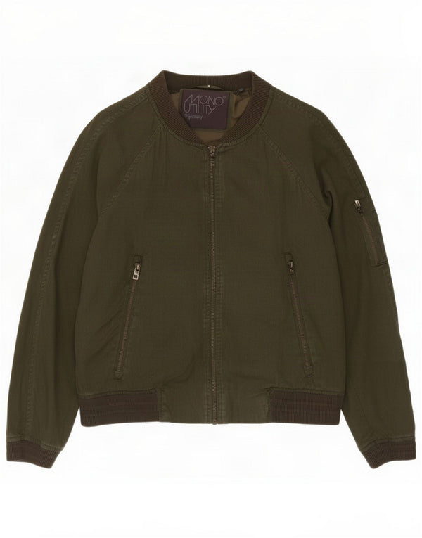 Superdry Mens Bomber Jacket UK 36 Small Khaki Lyocell