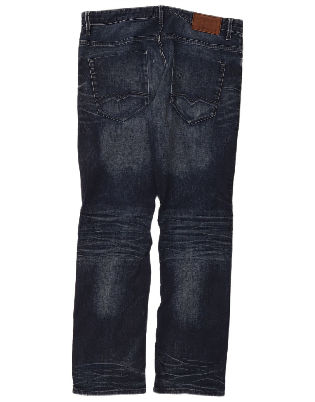 HUGO BOSS Jeans retos masculinos W34 L32 algodão azul marinho