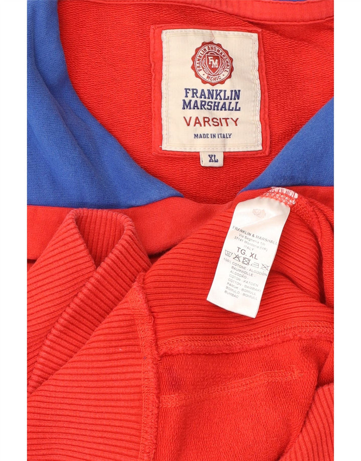 FRANKLIN MARSHALL Suéter feminino com capuz gráfico Varsity Reino Unido 18 XL algodão vermelho