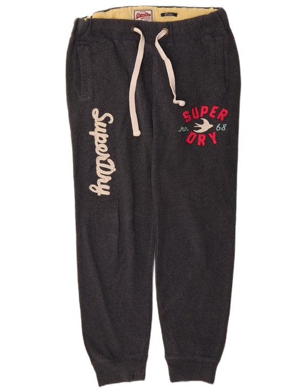 Superdry Womens Graphic Tracksuit Calças Joggers UK 14 Médio Cinza Algodão