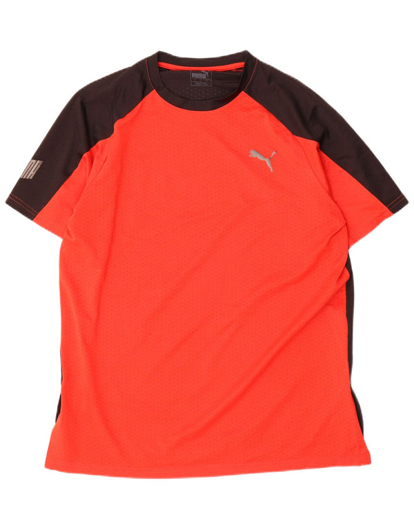 Camiseta masculina gráfica PUMA grande poliéster colorblock vermelho