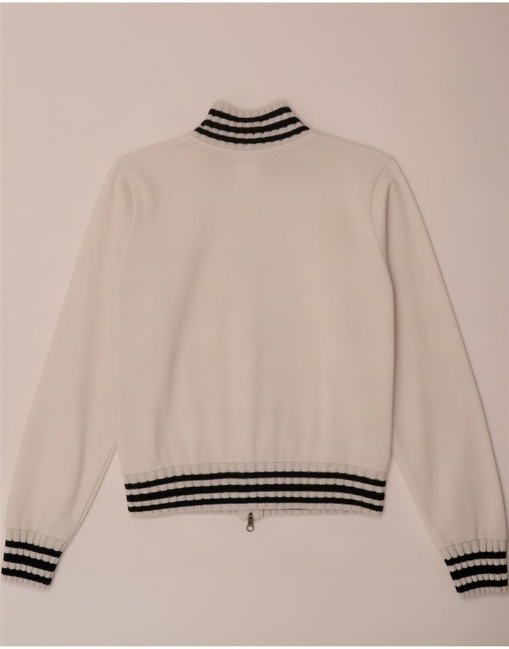 Puma Womens Tracksuit Top Jacket UK 14 Médio Branco Listrado