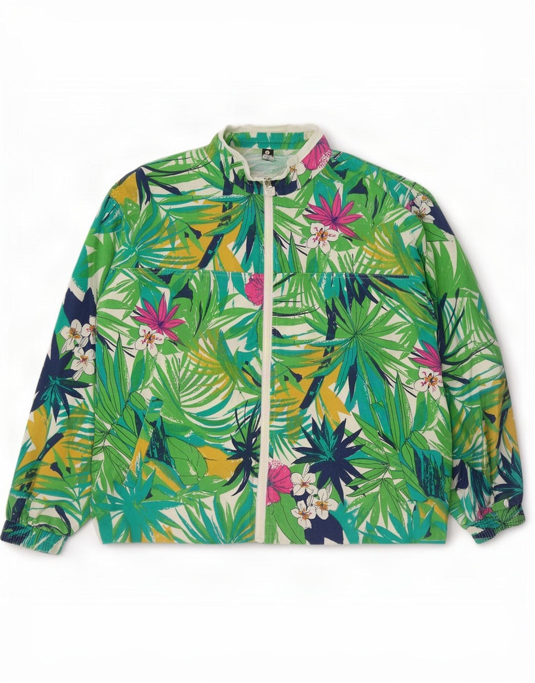 Trigema feminino oversized agasalho top jaqueta Reino Unido 16 grande verde floral