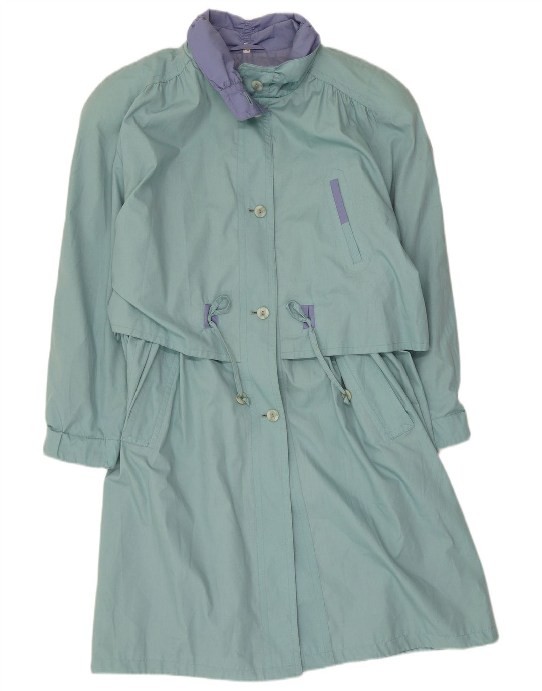 Trench Coat feminino vintage UK 12 poliéster colorblock verde médio