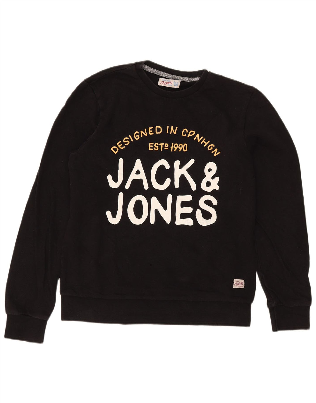 Jack & Jones moletom gráfico masculino jumper médio algodão preto
