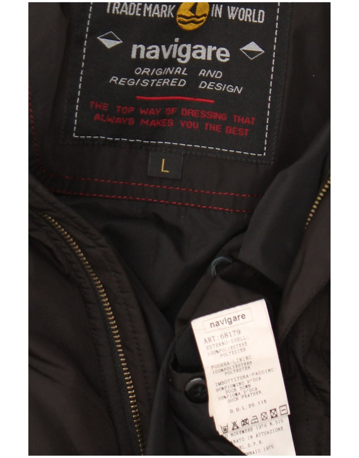 Jaqueta Parka masculina com capuz Navigare UK 40 grande poliéster preto