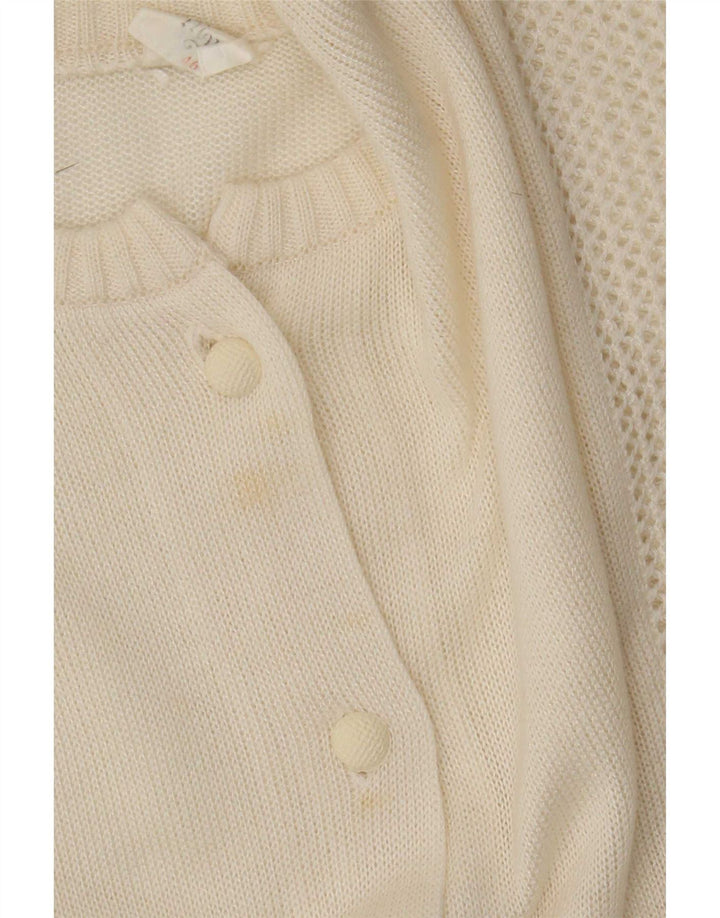 Suéter cardigã feminino vintage IT 46 grande poliacrílico branco