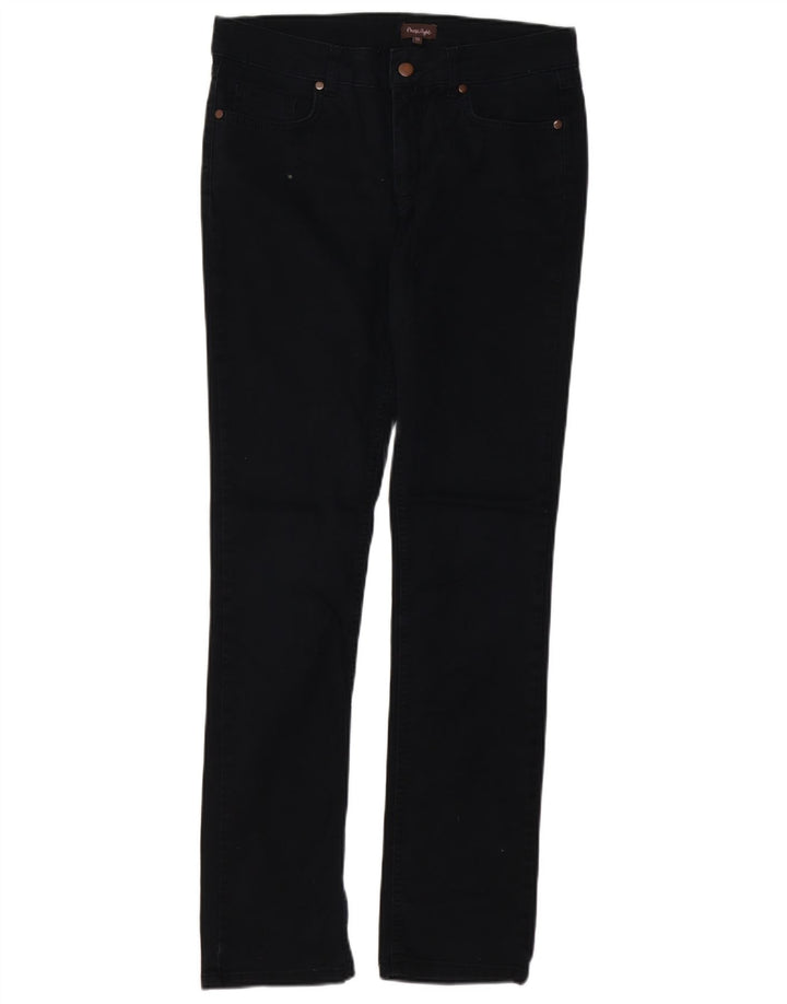 Fase oito jeans femininos slim uk 10 pequeno w32 l32 algodão preto