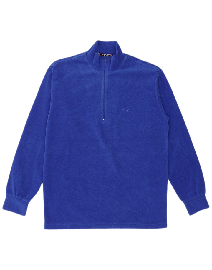 Fila Mens Zip Neck Fleece Jumper IT 48 Poliéster Azul Médio