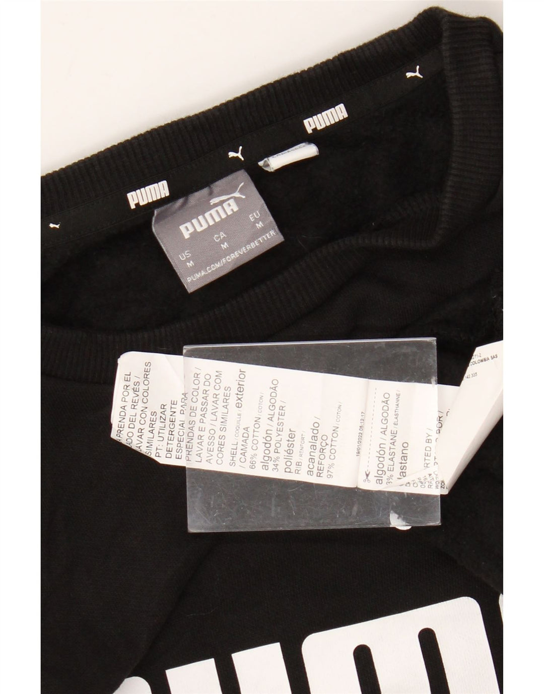 PUMA Mens Graphic Moletom Jumper Médio Algodão Preto