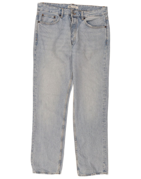 Zara Mens Straight Jeans EU 42 Grande W32 L32 Azul Algodão