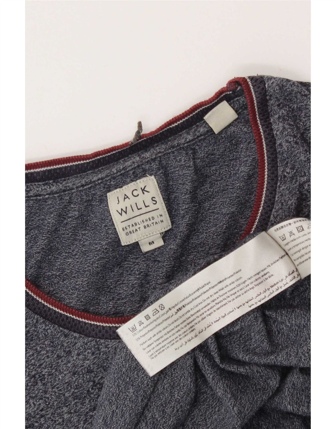 Camiseta masculina Jack Wills Top médio algodão manchado azul marinho