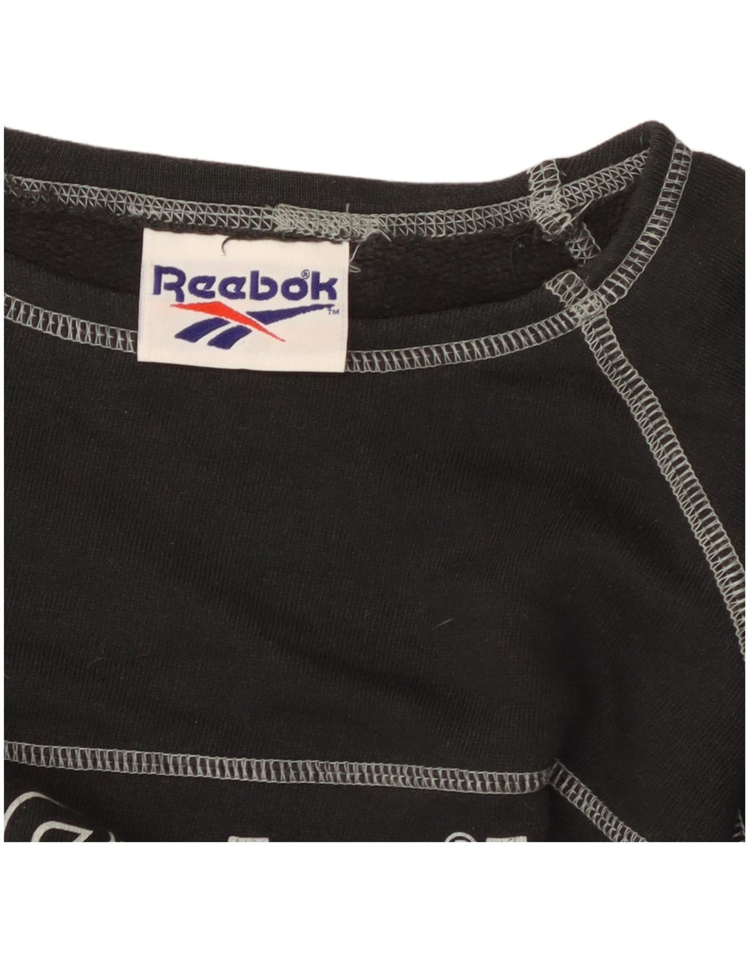 Camiseta feminina REEBOK Crop Graphic UK 14 algodão preto médio