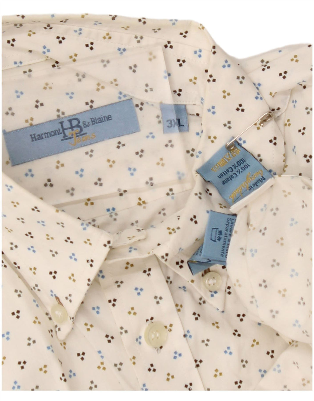 Camisa masculina HARMONT & BLAINE 3XL algodão manchado branco