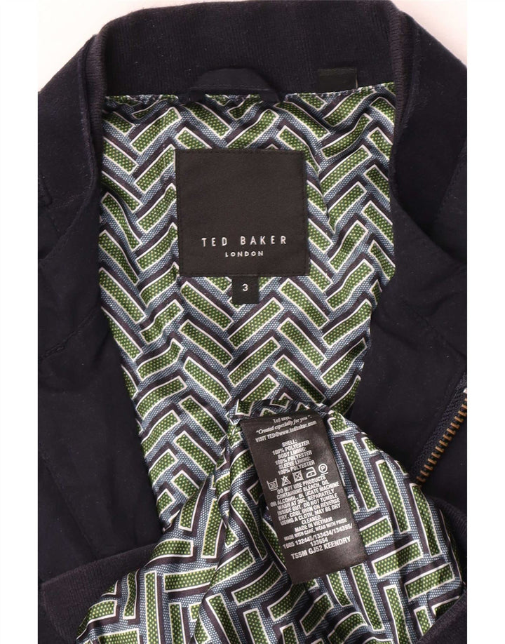 Jaqueta bomber masculina Ted Baker tamanho 3 poliéster azul marinho médio