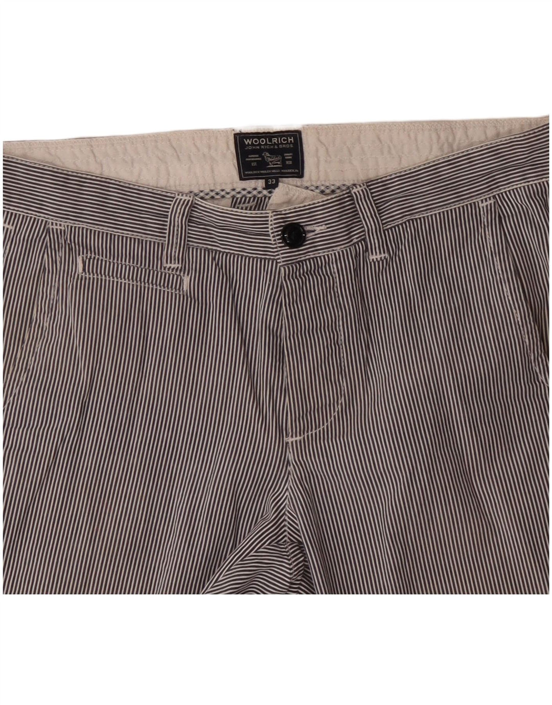 Shorts Chino Masculino Woolrich W33 Algodão Risca de Giz Azul Marinho Médio
