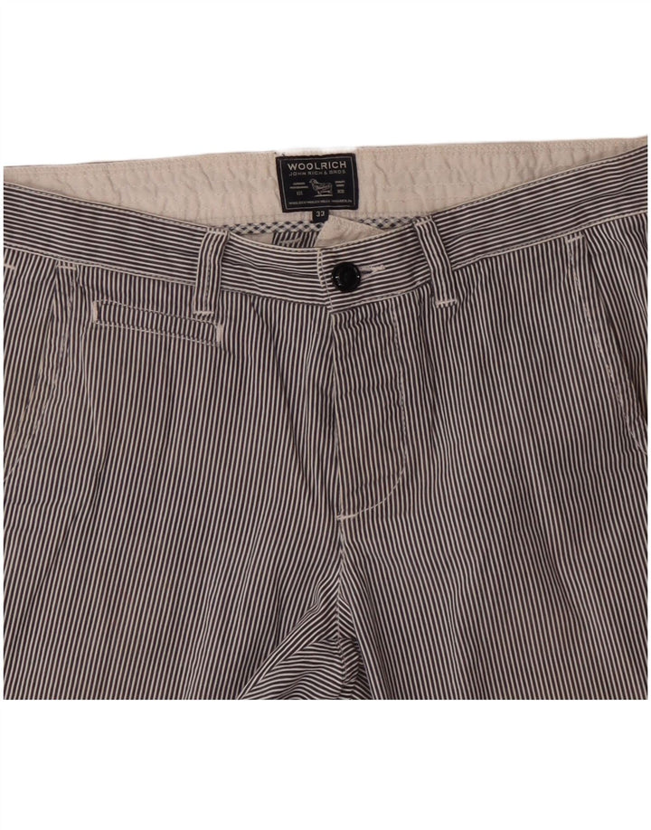 Shorts Chino Masculino Woolrich W33 Algodão Risca de Giz Azul Marinho Médio